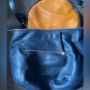 Derek Lam 10 Crosby Large Leather Crossbody/Shoulder Bag!  Navy, Orange!  EUC!